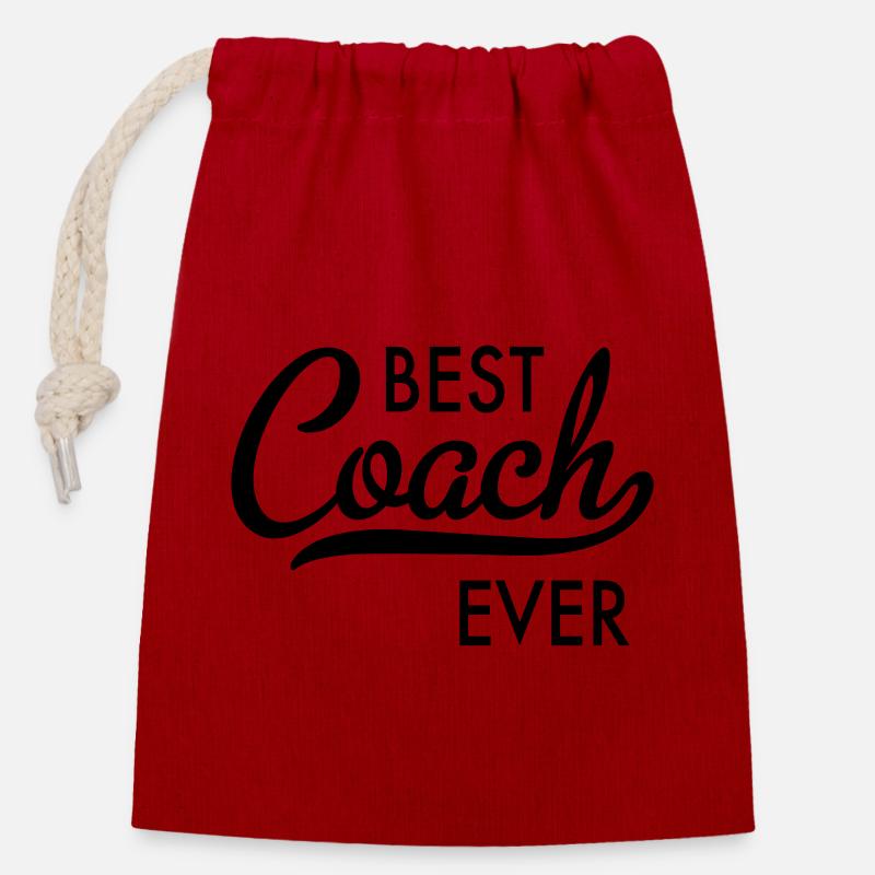 Bester Coach - Verschließbarer Geschenkbeutel aus Baumwolle (14x20cm) - Rot