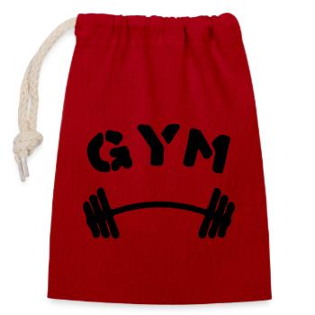 Salle de sport - Sac cadeau en coton avec cordon (14 x 20 cm) - rouge - Devant