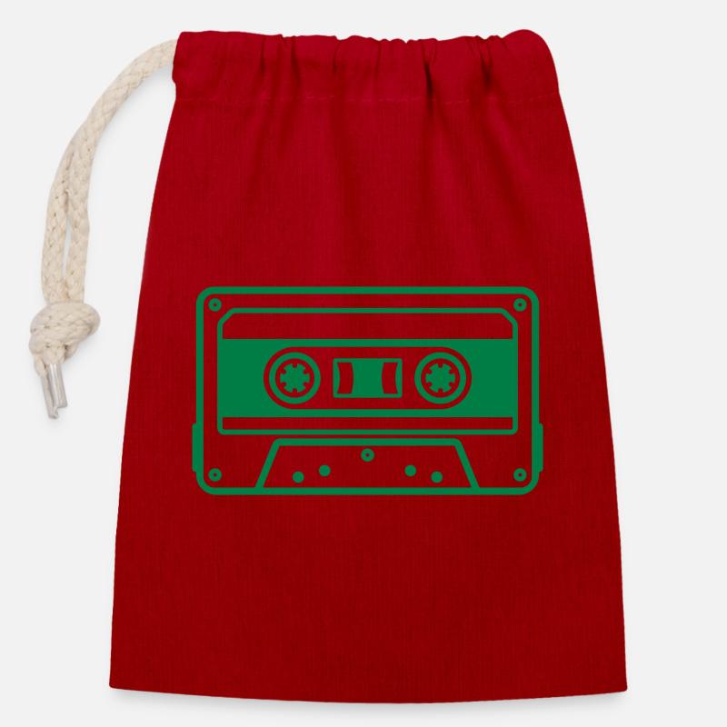 Kassette Retro Vintage Mixtape Symbol Logo - Verschließbarer Geschenkbeutel aus Baumwolle (14x20cm) - Rot