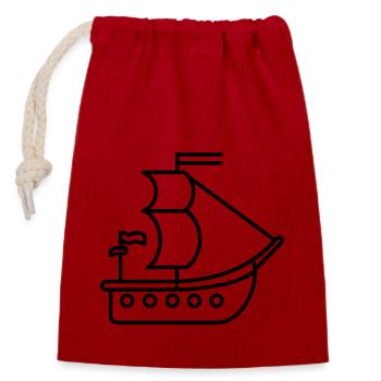Pirate ship - Closable cotton gift bag (14x20cm) - red - Front