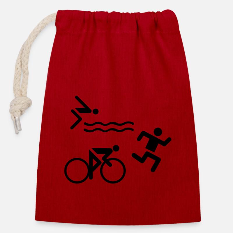 Triathlon - Verschließbarer Geschenkbeutel aus Baumwolle (14x20cm) - Rot