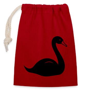 Swan - Closable cotton gift bag (14x20cm) - red - Front