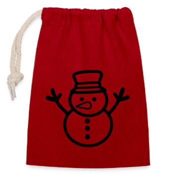 Bonhomme de neige - Sac cadeau en coton avec cordon (14 x 20 cm) - rouge - Devant