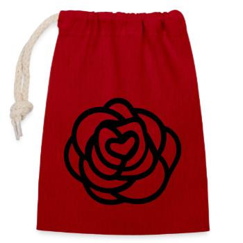 Fleur rose - Sac cadeau en coton avec cordon (14 x 20 cm) - rouge - Devant
