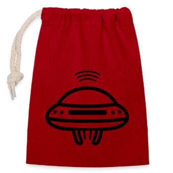 flying saucer - Closable cotton gift bag (14x20cm) - red - Front