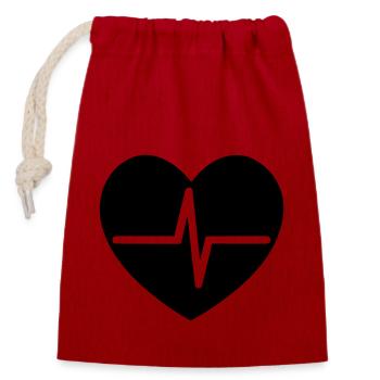 heartbeat - Closable cotton gift bag (14x20cm) - red - Front