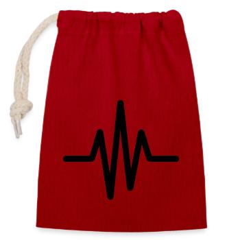 Pulse, heartbeat - Closable cotton gift bag (14x20cm) - red - Front