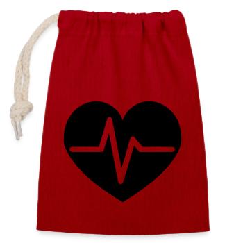 heartbeat - Closable cotton gift bag (14x20cm) - red - Front
