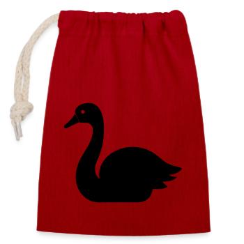 Swan - Closable cotton gift bag (14x20cm) - red - Front