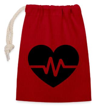 heartbeat - Closable cotton gift bag (14x20cm) - red - Front