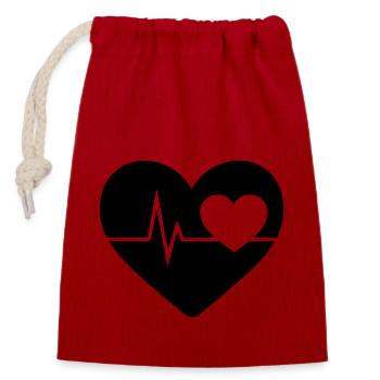 heartbeat - Closable cotton gift bag (14x20cm) - red - Front