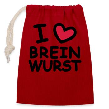 I Love Breinwurst - Verschließbarer Geschenkbeutel aus Baumwolle (14x20cm) - Rot - Vorne