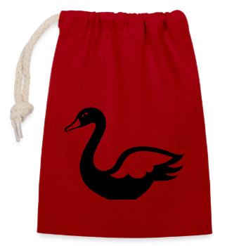 Swan - Closable cotton gift bag (14x20cm) - red - Front