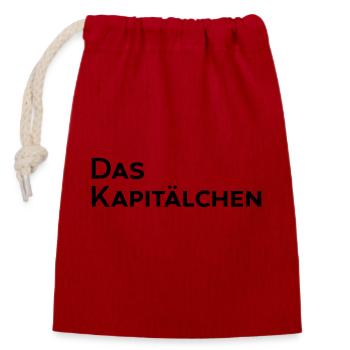 Das Kapitälchen - Verschließbarer Geschenkbeutel aus Baumwolle (14x20cm) - Rot - Vorne