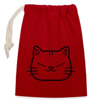 cat - Closable cotton gift bag (14x20cm) - red - Front