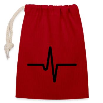Heartbeat, pulse - Closable cotton gift bag (14x20cm) - red - Front