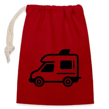 camping car - Sac cadeau en coton avec cordon (14 x 20 cm) - rouge - Devant