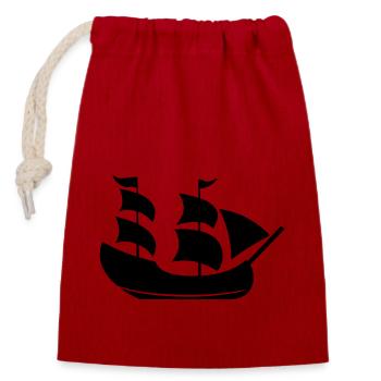Pirate ship - Closable cotton gift bag (14x20cm) - red - Front