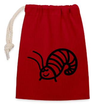 chenille - Sac cadeau en coton avec cordon (14 x 20 cm) - rouge - Devant