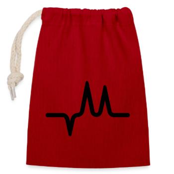 Pulse, heartbeat - Closable cotton gift bag (14x20cm) - red - Front