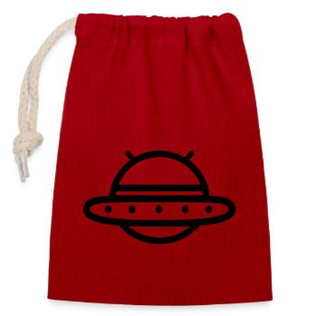 flying saucer - Closable cotton gift bag (14x20cm) - red - Front