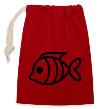 Fisch - Verschließbarer Geschenkbeutel aus Baumwolle (14x20cm) - Rot - Vorne