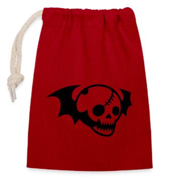 Tête de mort - Sac cadeau en coton avec cordon (14 x 20 cm) - rouge - Devant