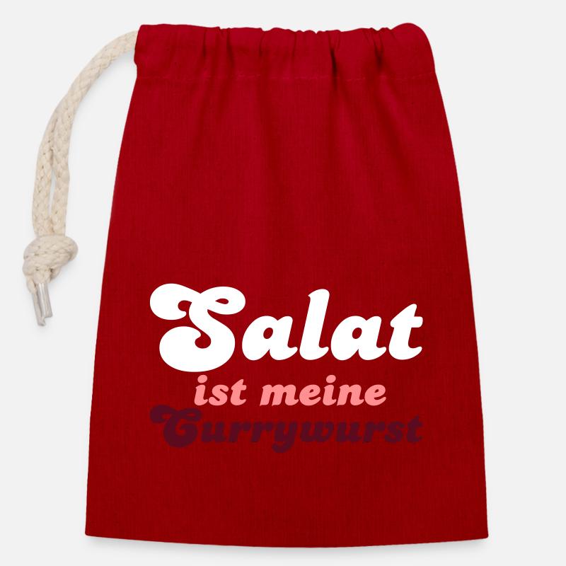 La salade est ma currywurst - Sac cadeau en coton avec cordon (14 x 20 cm) - rouge