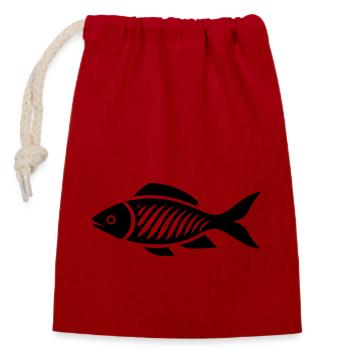 Kleiner Karpfenfisch - Verschließbarer Geschenkbeutel aus Baumwolle (14x20cm) - Rot - Vorne