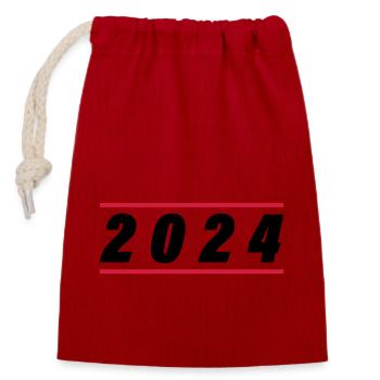 2024 Jahr - Verschließbarer Geschenkbeutel aus Baumwolle (14x20cm) - Rot - Vorne