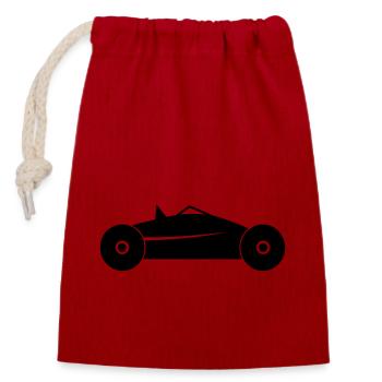 Ancienne voiture - Sac cadeau en coton avec cordon (14 x 20 cm) - rouge - Devant
