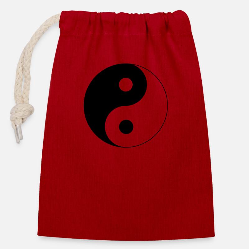 Yin Yang Design - Verschließbarer Geschenkbeutel aus Baumwolle (14x20cm) - Rot