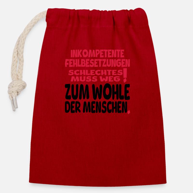 zum Wohle der Menschen - Verschließbarer Geschenkbeutel aus Baumwolle (14x20cm) - Rot