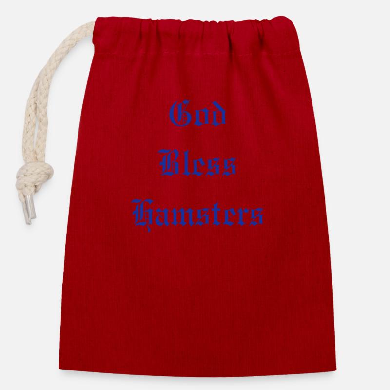 GodBlessHamsters - Closable cotton gift bag (14x20cm) - red