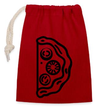 Pizza slice - Closable cotton gift bag (14x20cm) - red - Front
