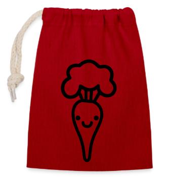 Carotte - Sac cadeau en coton avec cordon (14 x 20 cm) - rouge - Devant