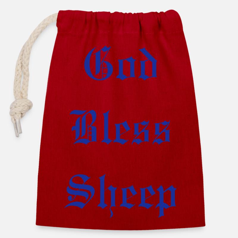 GodBlessSheep - Closable cotton gift bag (14x20cm) - red