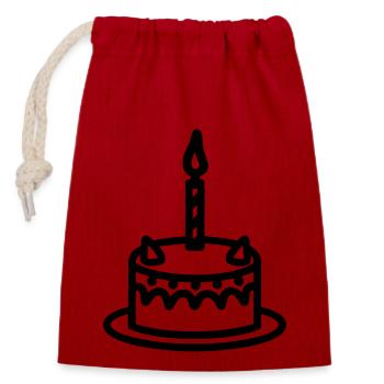 Gateau d'anniversaire - Sac cadeau en coton avec cordon (14 x 20 cm) - rouge - Devant