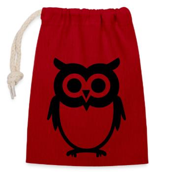 Petite chouette - Sac cadeau en coton avec cordon (14 x 20 cm) - rouge - Devant