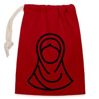hijab headscarf muslim woman - Closable cotton gift bag (14x20cm) - red - Front