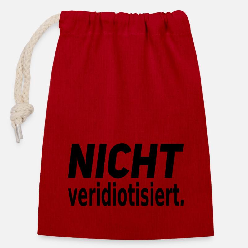 nicht veridiotisiert - Verschließbarer Geschenkbeutel aus Baumwolle (14x20cm) - Rot