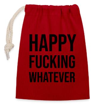 heureux Quoi qu’il arrive - Sac cadeau en coton avec cordon (14 x 20 cm) - rouge - Devant