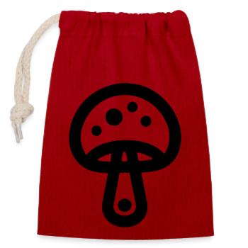 Mushroom - Closable cotton gift bag (14x20cm) - red - Front