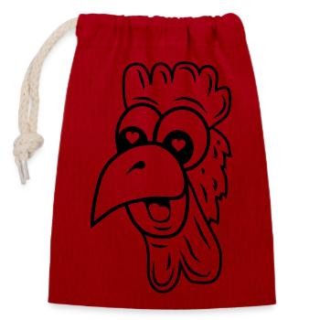 verliebtes huhn - Verschließbarer Geschenkbeutel aus Baumwolle (14x20cm) - Rot - Vorne