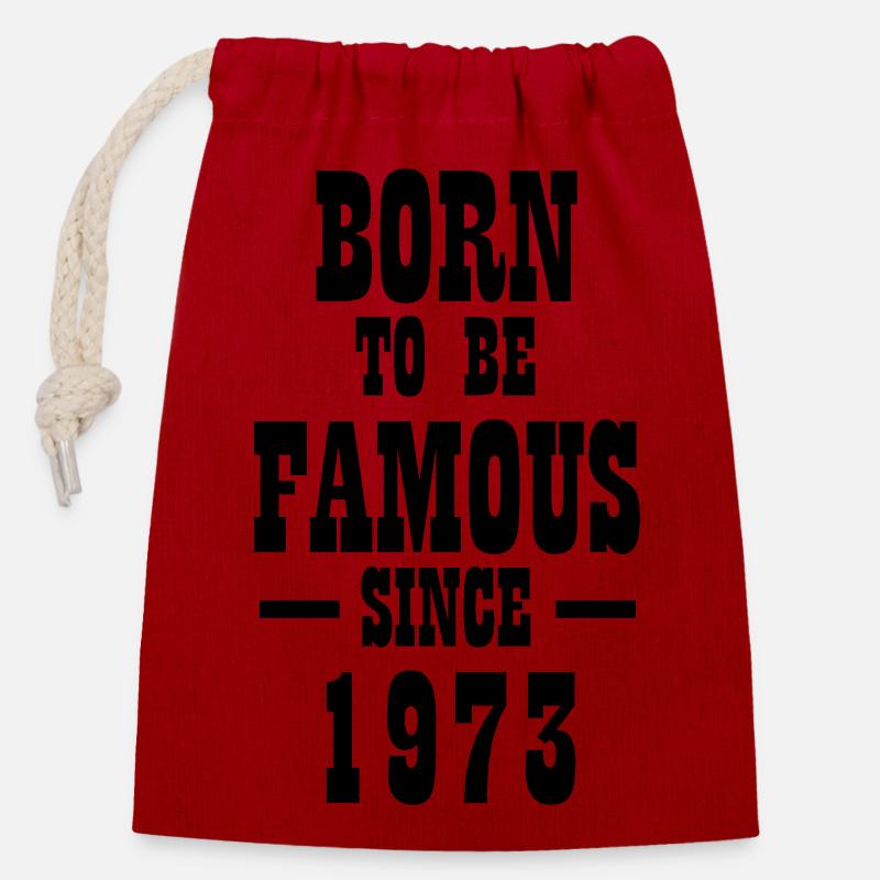 Born to be famous since 1973 - Verschließbarer Geschenkbeutel aus Baumwolle (14x20cm) - Rot