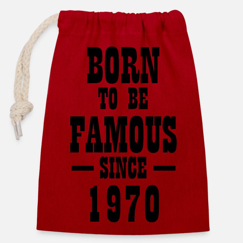 Born to be famous since 1970 - Verschließbarer Geschenkbeutel aus Baumwolle (14x20cm) - Rot