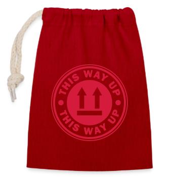This way up Fragile round circle stamp sticker - Closable cotton gift bag (14x20cm) - red - Front