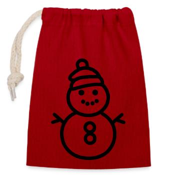 Bonhomme de neige - Sac cadeau en coton avec cordon (14 x 20 cm) - rouge - Devant
