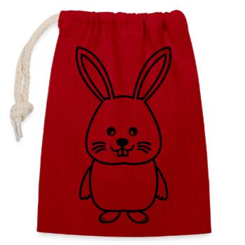 hase comic - Verschließbarer Geschenkbeutel aus Baumwolle (14x20cm) - Rot - Vorne