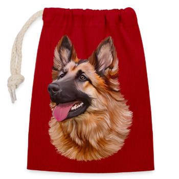 Deutscher Schäferhund - German Shepherd - Verschließbarer Geschenkbeutel aus Baumwolle (14x20cm) - Rot - Vorne